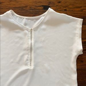 White Sheer Blouse with Zipper